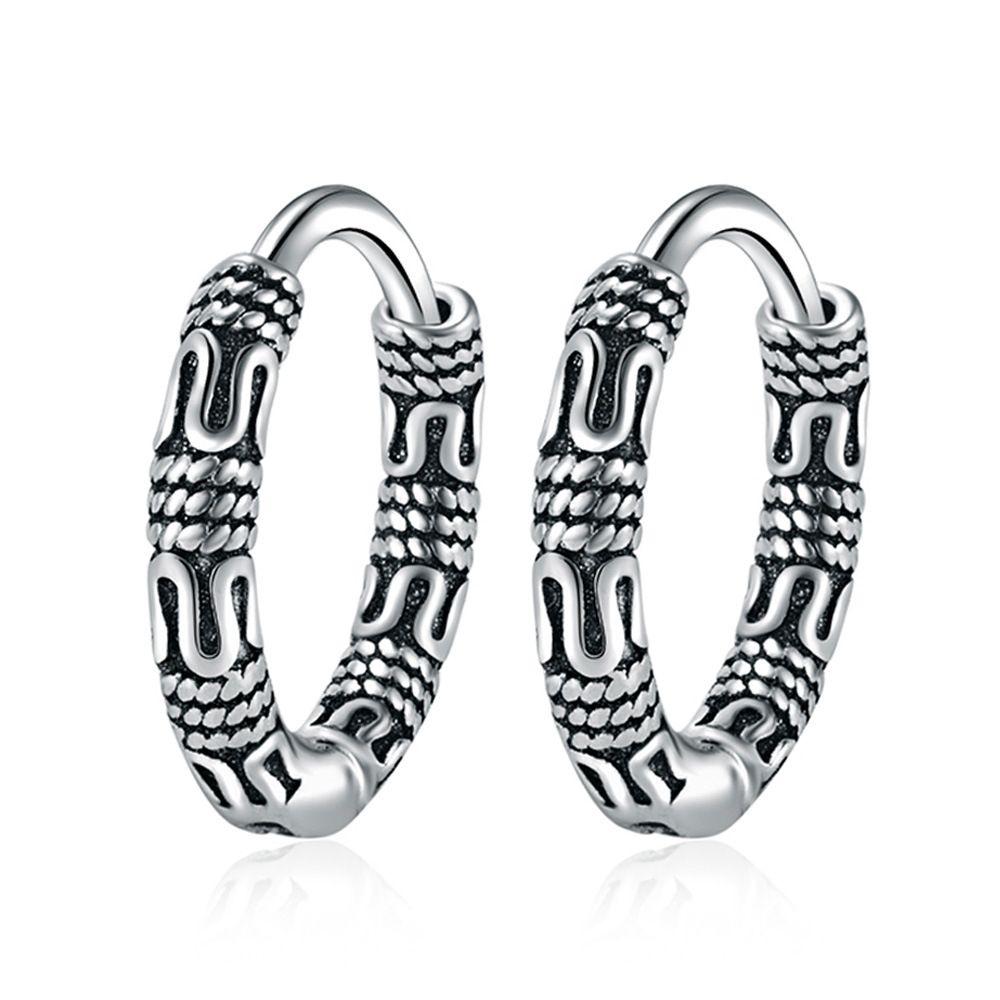 Metal Hip Hop Hemp Rope Women Hoop Earring Korean Style Ear Buckle Pattern Earring Fashion Jewelry