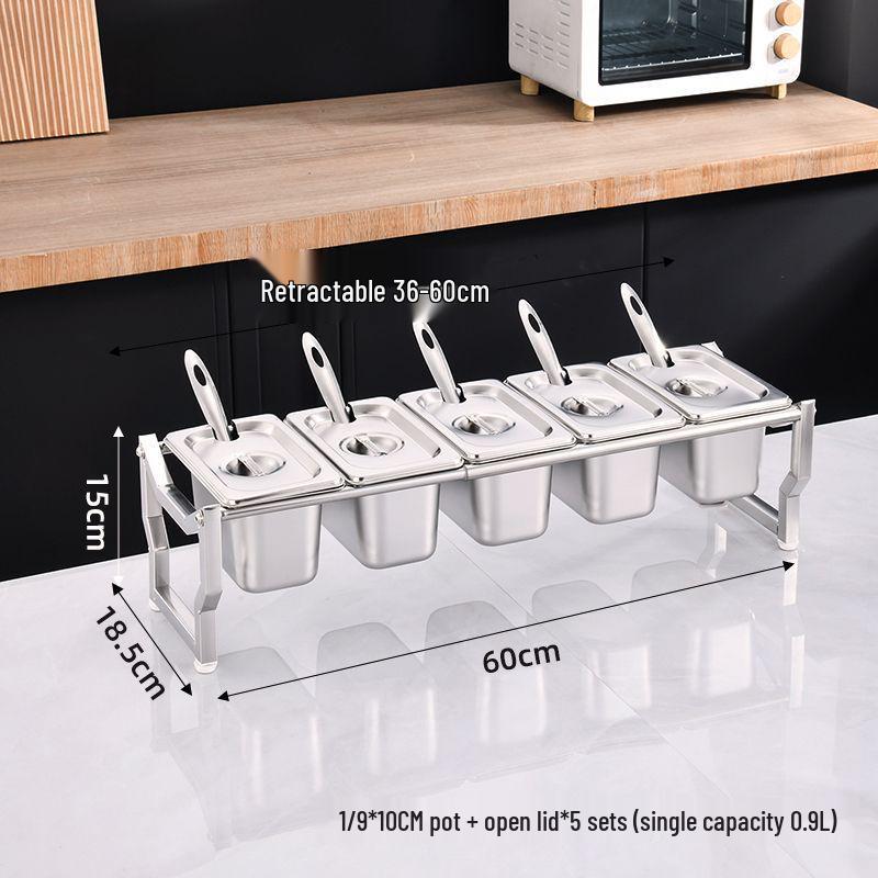 Commercial Stainless Steel Multi-Compartment Condiment Tray Set for Milk Tea Shop
