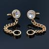 Men's Luxury Crystal Inlaid Gold and Silver Chain Cufflinks
