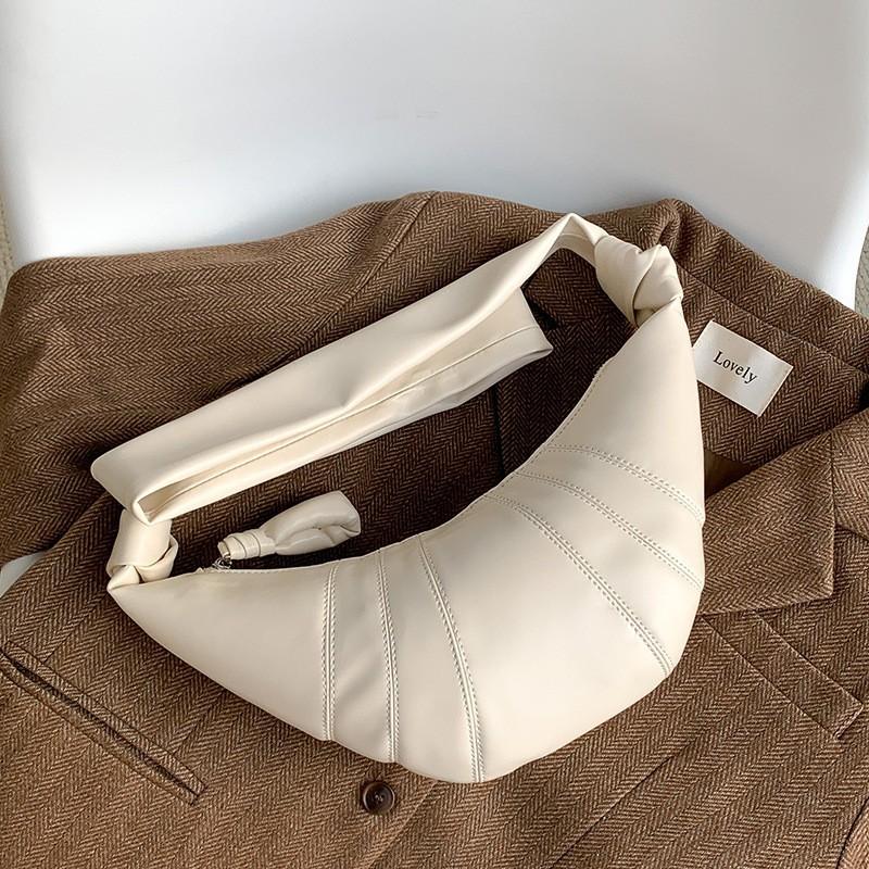 

Processed Retro Pu Soft Leather Croissants 2024 Large-capacity Commuter Cross-section High-end Dumpling Bag off білий колір