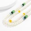 Versatile Autumn Winter New Double Layer Stacked Colorful Spliced Pearl Men's Necklace