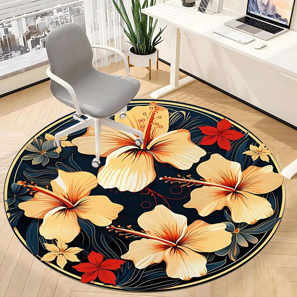 

1PC Tropical Floral Print Chair Carpet for Office Non-Slip, Lightweight, Machine Washable Rug for Office, Sleeping, Room - Holiday Decoryy251009030 80cm by 80cm