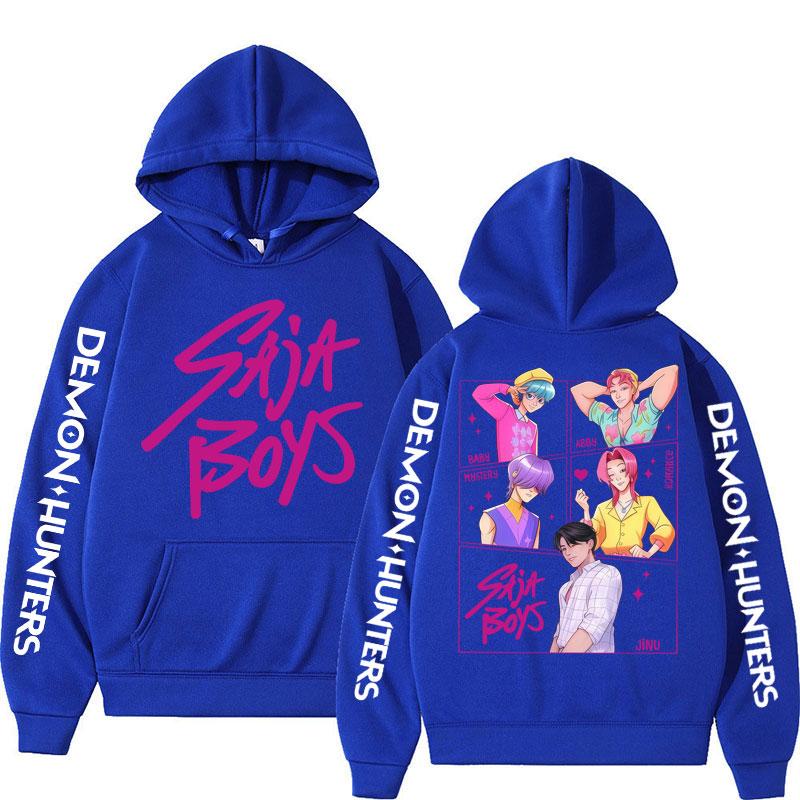 Anime KPop Lovci démonů Saja Chlapecké mikiny Pánské Dámské Trendy Harajuku Mikina Dlouhý rukáv Volná Fleecová Ležérní Streetové oblečení