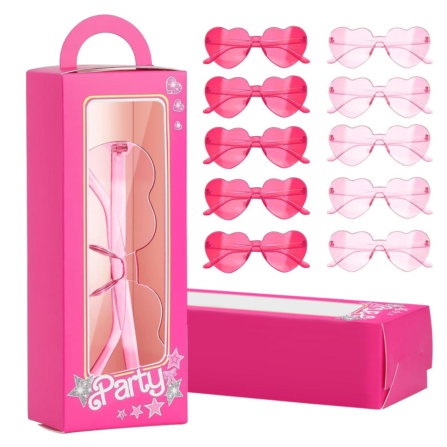 

24pcs Pink Princess Gift Boxes Set bulk Pink Doll Gift Boxes Goodie Bag Heart Shaped Sunglasses for Birthday Party Supplies