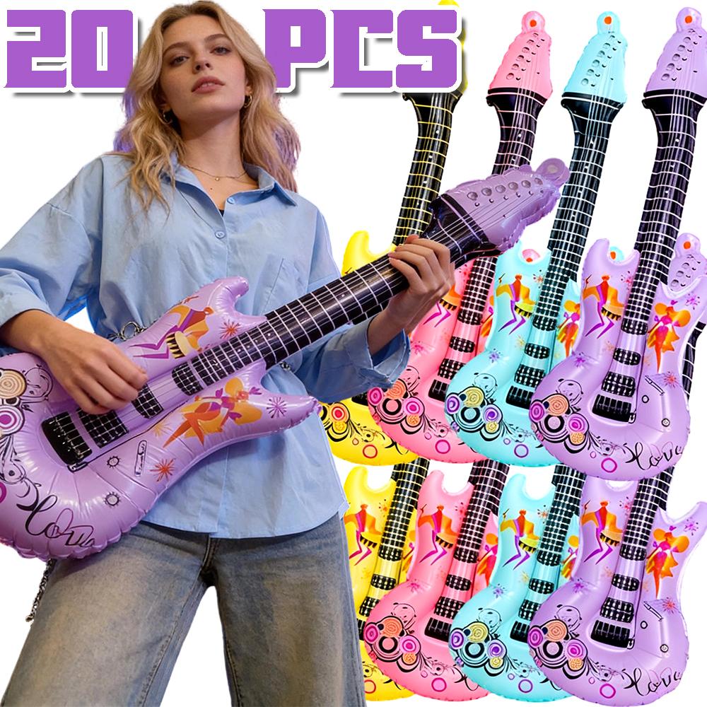 1/20Pcs Cartoon Guitar Foil Balloons Inflatable Rock Star Instrument Aluminum Foil Balloon Concert Theme Party Decoration Props