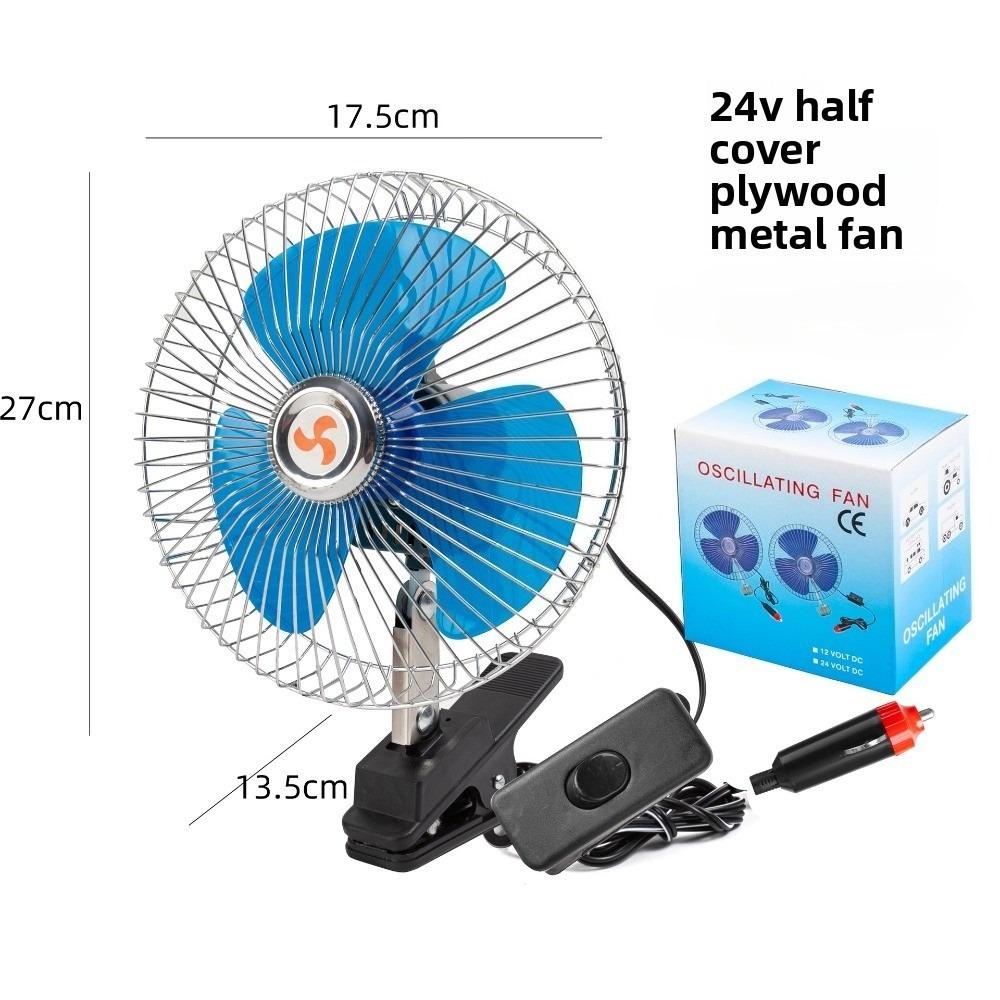 12/24V Car Fan Truck Vehicle Clip On Fan Air Circulator Ventilator Portable Mini Fan Low Noise Strong Wind Car Air Conditioning