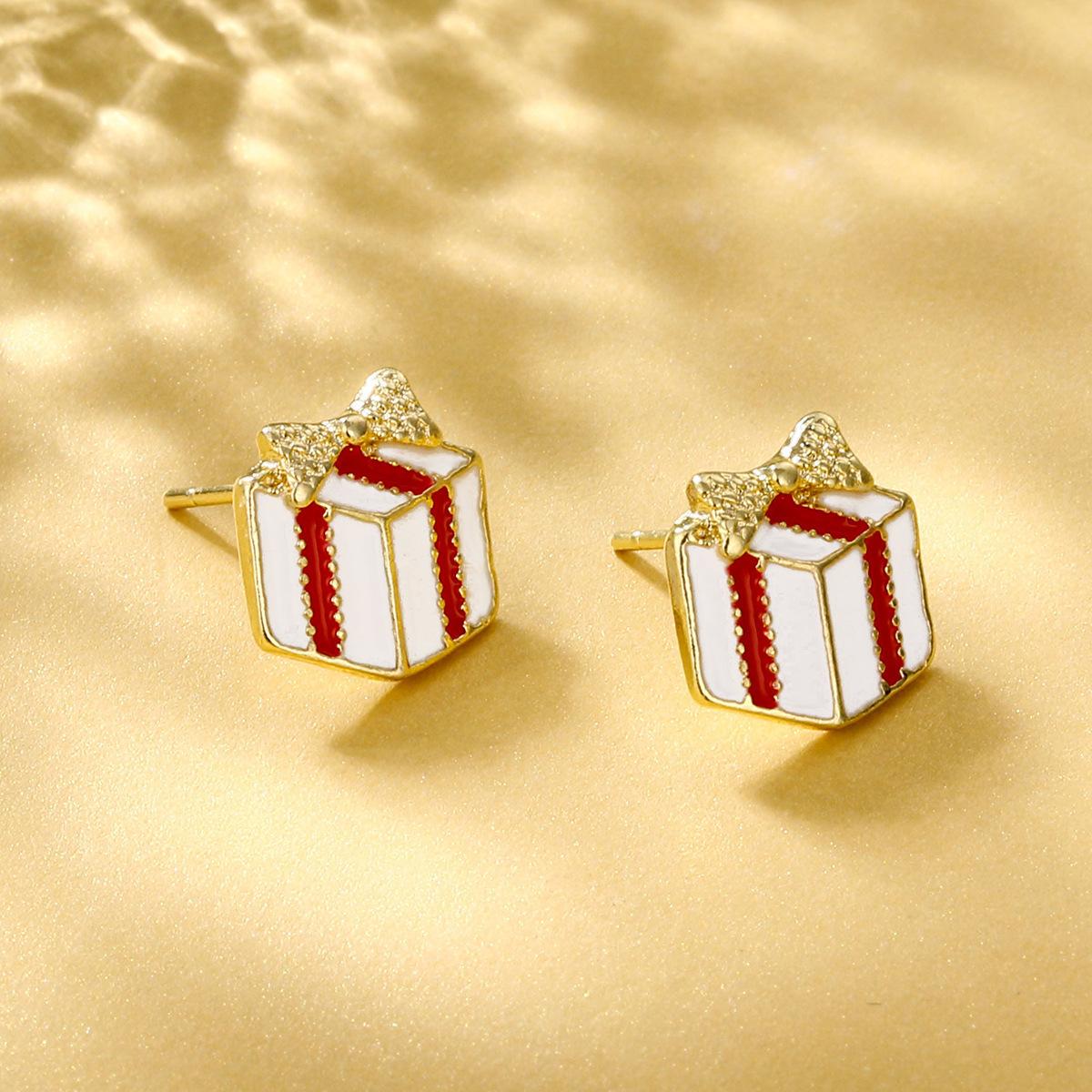 

Stud Christmas Themed Earrings For Women Elegant Alloy Santa And Reindeer Box