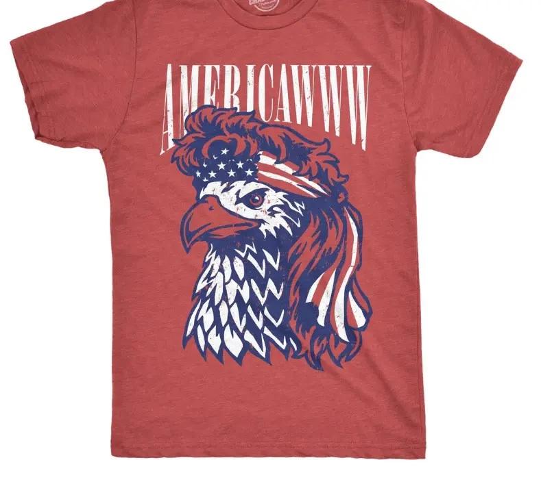 Mens 4th July T- Shirt: Vintage USA Flag Bald Eagle Tee M