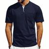 Men's Henley Neck Short Sleeve T-Shirt Casual Solid Color Tees Breathable Basic Tops