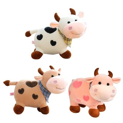 Flauschige Kuh Plüschtier Maskottchen Spielzeug Kuschelkissen Plüsch für Puppe Baby Beruhigungsspielzeug Nicht verformbares Ornament Zahnradladen Spielzeug 11