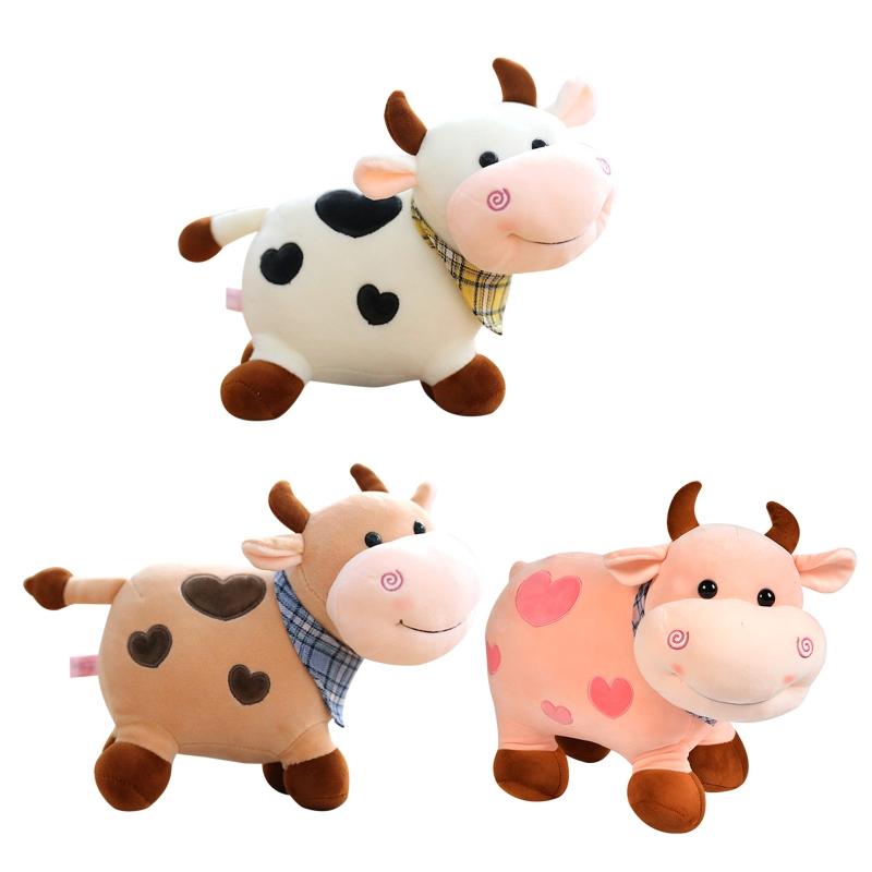 Fluffy Cow Plush Stuffed Mascot Toy Cuddle Pillow Plush for Doll Baby Soothing Toy Non-Deform Ornament Gear Store Toy 11