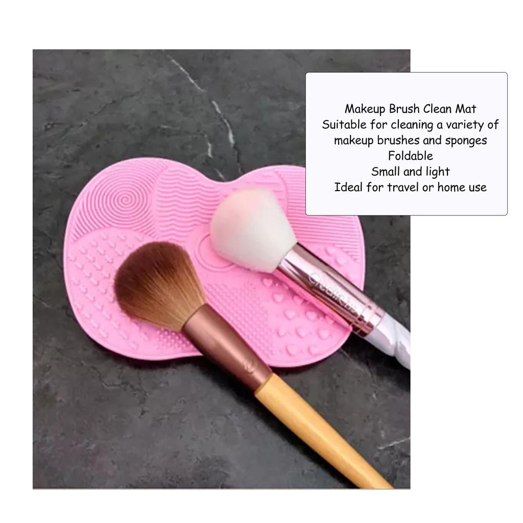 3pcs Makeup Brush Cleaning Mat Silicone Foldable Cosmetic Clean Brush Scrubber Pad with 5 Suction Cups