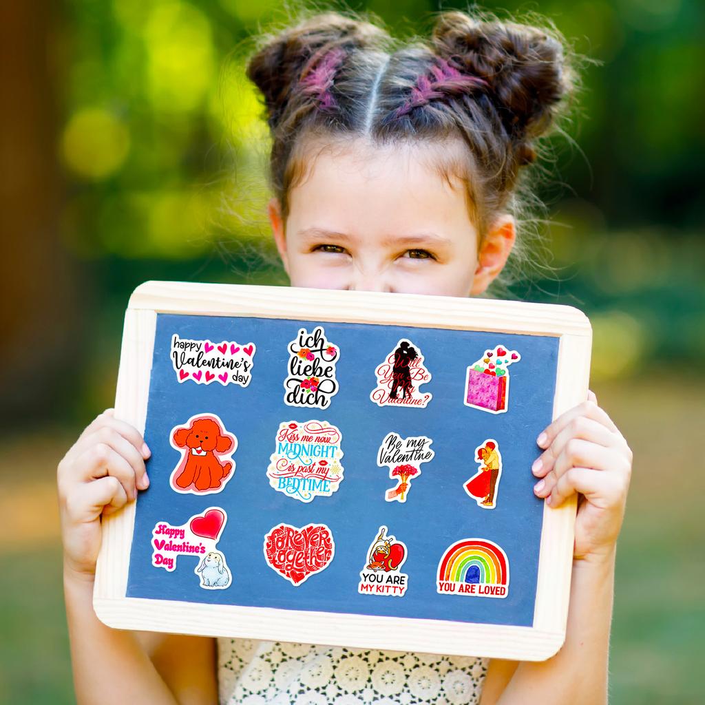 50 PCS Valentine Sweet Stickers Set - Romantic Heart Decals for Notebook, Gifts, DIY Decor