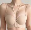 Women's Push-Up Halter Bra, Front Buckle, Wire-Free, Anti-Sagging, with Side Support.