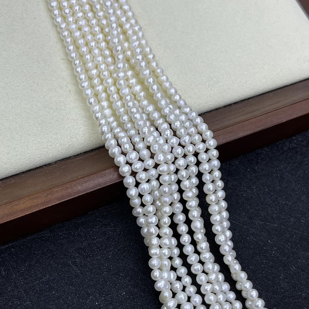 1String, White Natural Freshwater Pearls Beads for Jewelry Making DIY Crafts (Beads 3-4mm, Length 36cm)