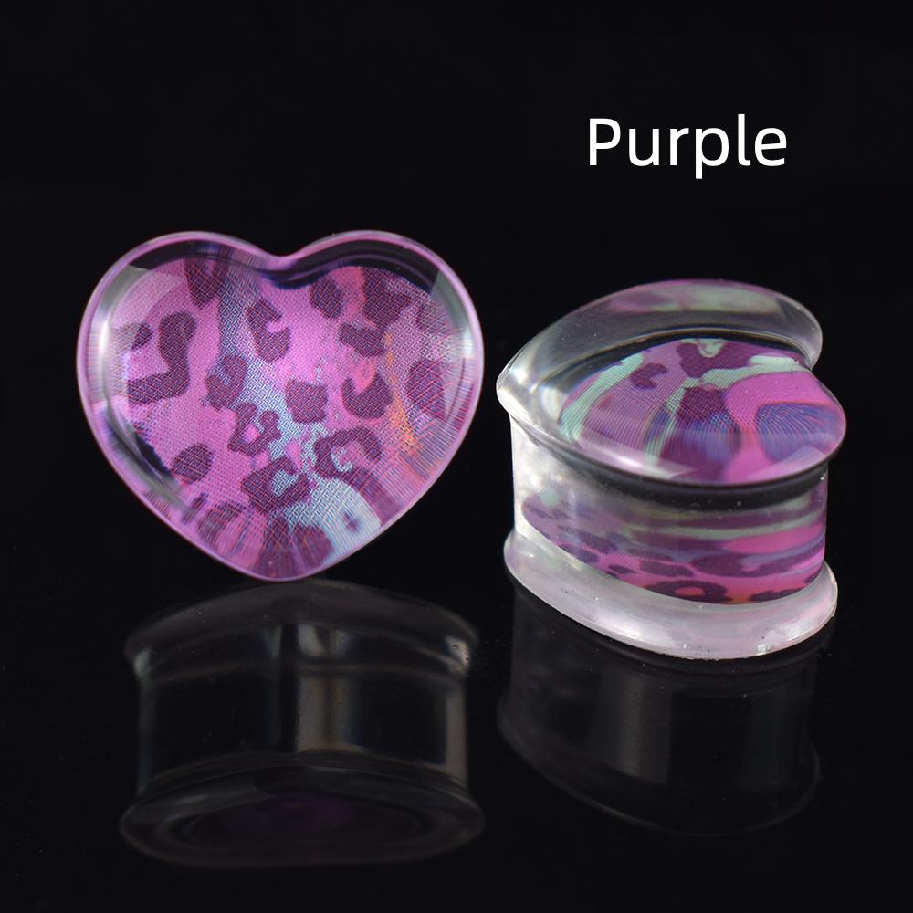 

2 шт. 8-30 мм сексуальные леопардовые вилки для ушей в форме сердца, туннели, расширитель для ушей, украшения для тела для женщин и мужчин 8mm фиолетовый