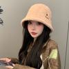 Korean Version of Autumn and Winter New Hat for Women with High End Metal Plush Fisherman Hat Solid Color Versatile Winter Thermal Basin Hat