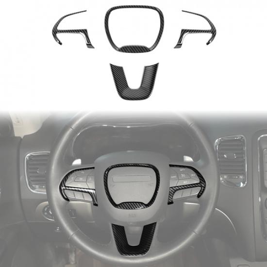 Steering Wheel Cover Trim For Dodge Durango 14+ Challenger Charger 15+ Carbon