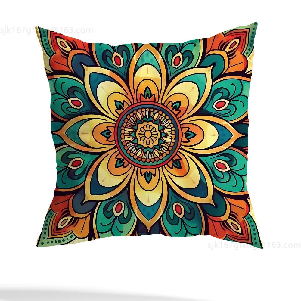 Flower Of Life Mandala Pillow Case Sofa Living Room Bedroom Headboard Backrest Cushion Square Cushion Nap Time