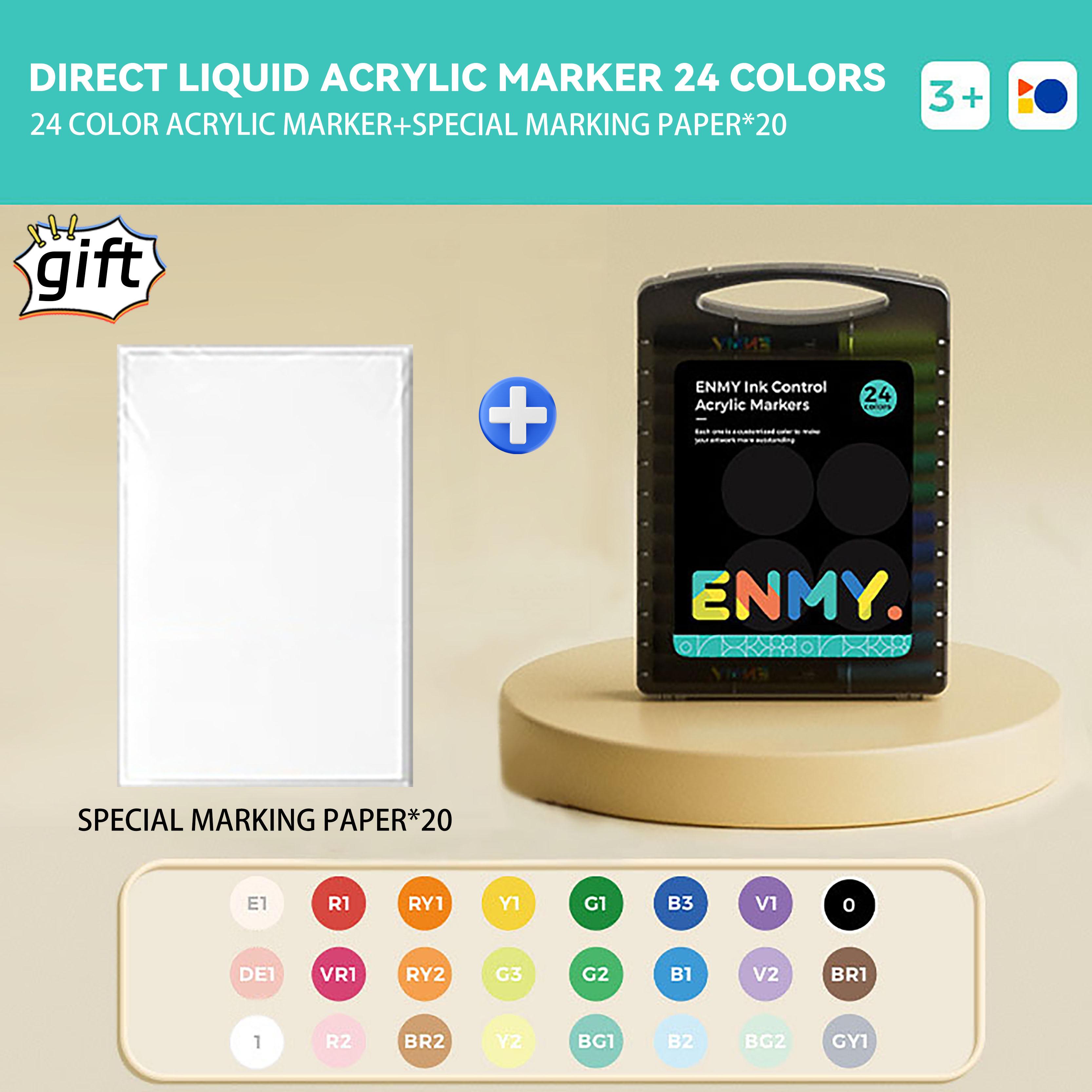 Enmy Black Box Directe Vloeibare Acryl Markers Set met Papier 24-80 Kleuren Zachte Punt DIY Verfmarker voor Kleurrijke Schildering