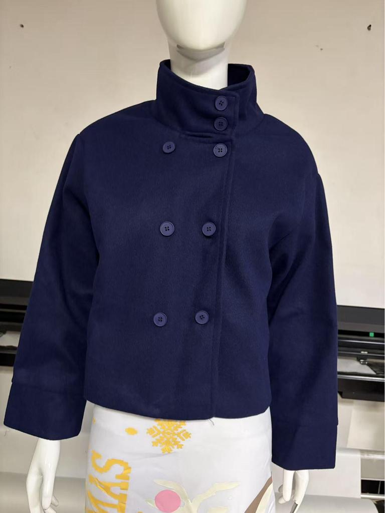 2025 Spring/Summer Women's Elegant Stand-Up Collar Short Woolen Coat