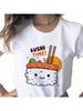 Summer New Cute Sushi Print Ladies T-Shirt Ladies Casual Basic Style O-Neck White Shirt Short-Sleeved Ladies T-Shirt Wounisex Y2K