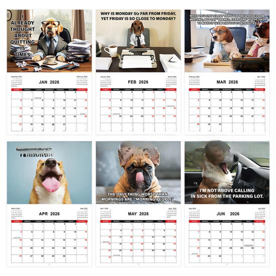 Desk Dogs 2026 Calendar Funny Dogs Illustrations Wall Calendar Jan.2026-Dec.2026 12 Monthly Planner for Home Office