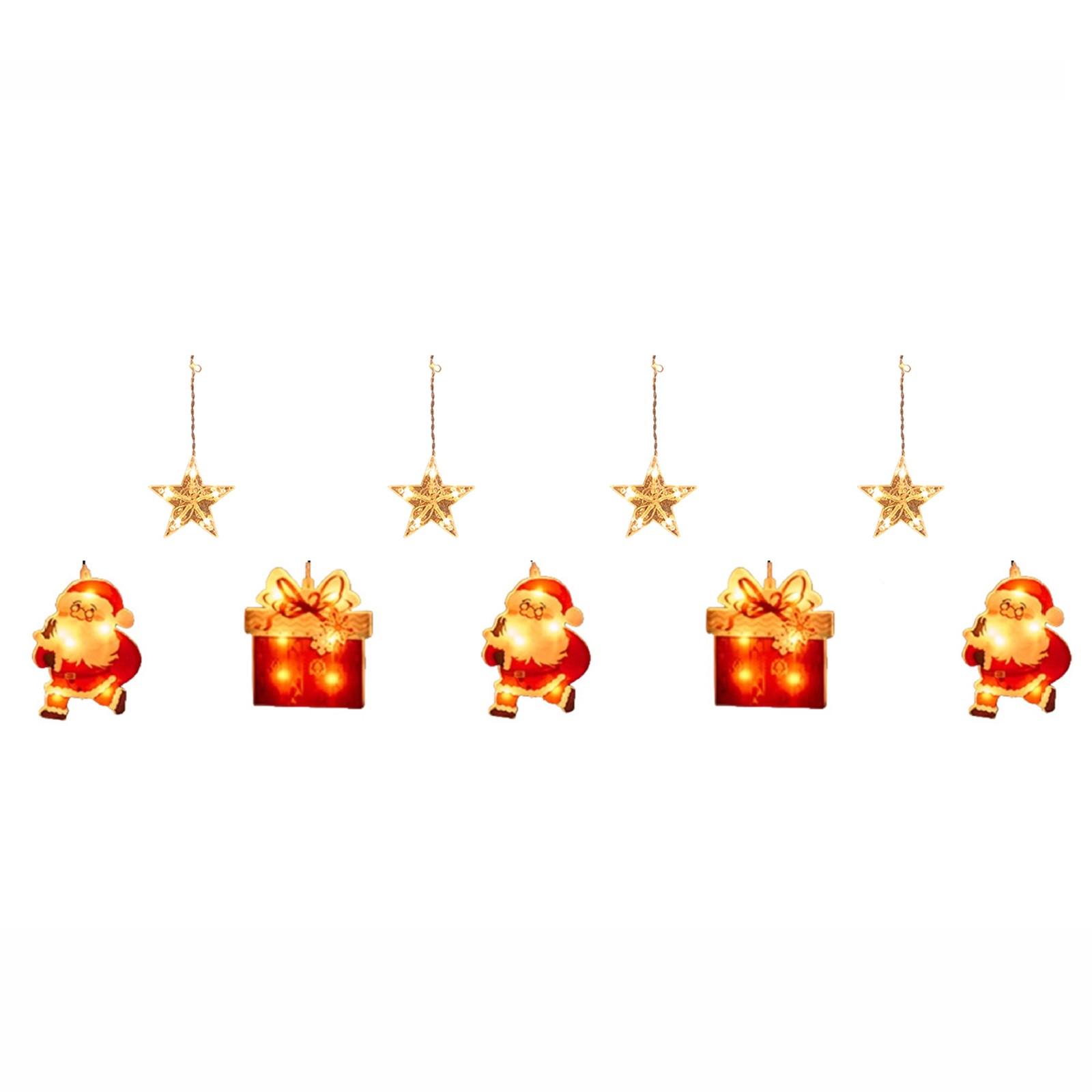

Christmas LED Lights 2D Decoration Colorful Hanging Light With Sticker Hook Xmas Tree Flake Snowman Battery Operated Indoor Bedroom Window Display