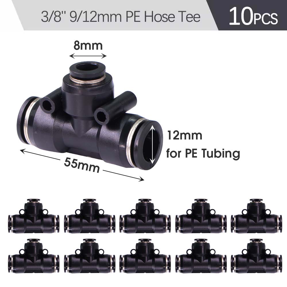 3-way 20/30/50cm Misting Nozzle 360° Bend Atomizer Sprayer Slip Lock Quick Connect 3/8" 9/12mm Garden Irrigation Cooling System