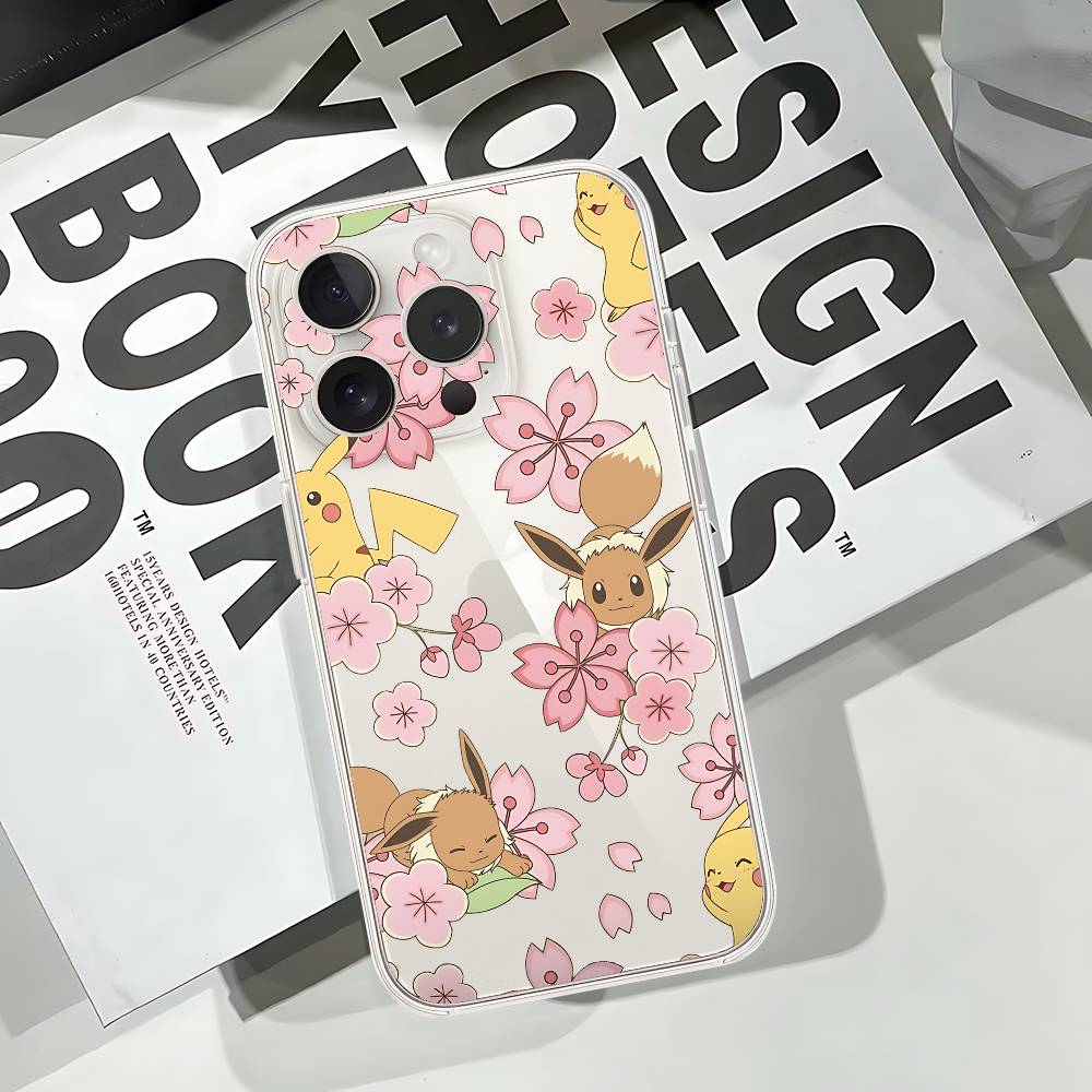 Cute Cartoon P-Pokemon Phone Case For IPhone 17 16 15 14 Plus 13 12 11 Pro Max Phone Back Cover Transparent Shockproof Cover