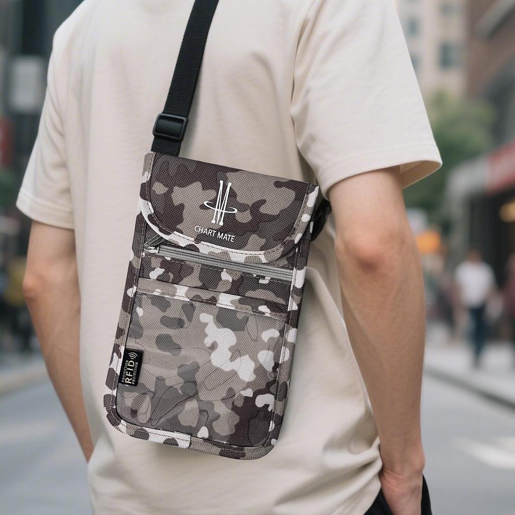 RFID Diebstahlschutz Wasserdichte Umhängetasche Pass- und Ticket-Organizer mit Handy- und Kartenhalter