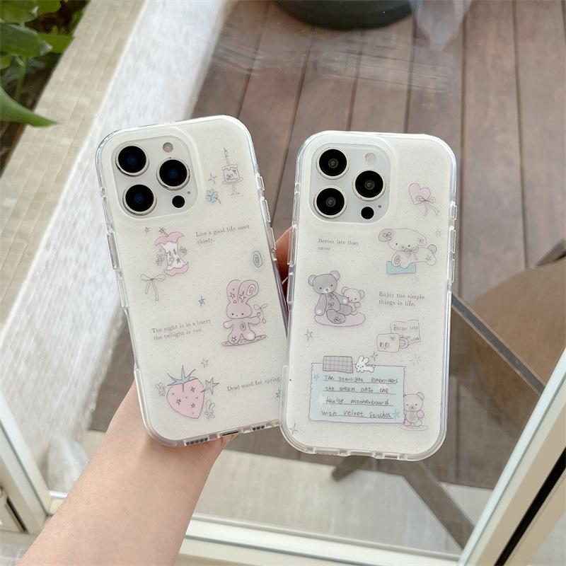 Korejský roztomilý zvířecí ilustrační pouzdro na iPhone: Kompatibilní s iPhone 17 Pro Max, iPhone 16 a iPhone 15/14 Dvojvrstvý 13.