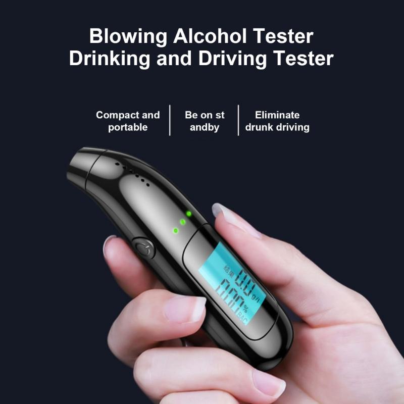 Respirator Alcoholicity Detector Tester Fast Response LCD Digital Display Breath Analyzer Drunk Suitable for Car Drivers