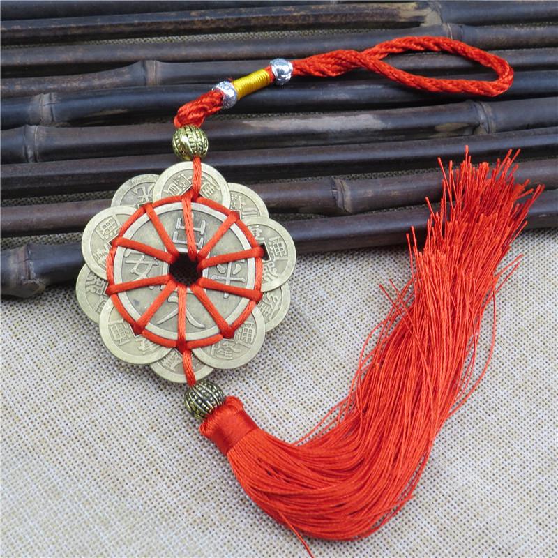 Plum Blossom Ten Emperors Copper Coin Car Pendant - Elegant Safe Ornament Gift