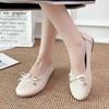 New Women's Shoes Spring and Autumn Fashion Round Toe Shallow Mouth Low Heel Bow Decorated Slip-On Women's Flat Shoes