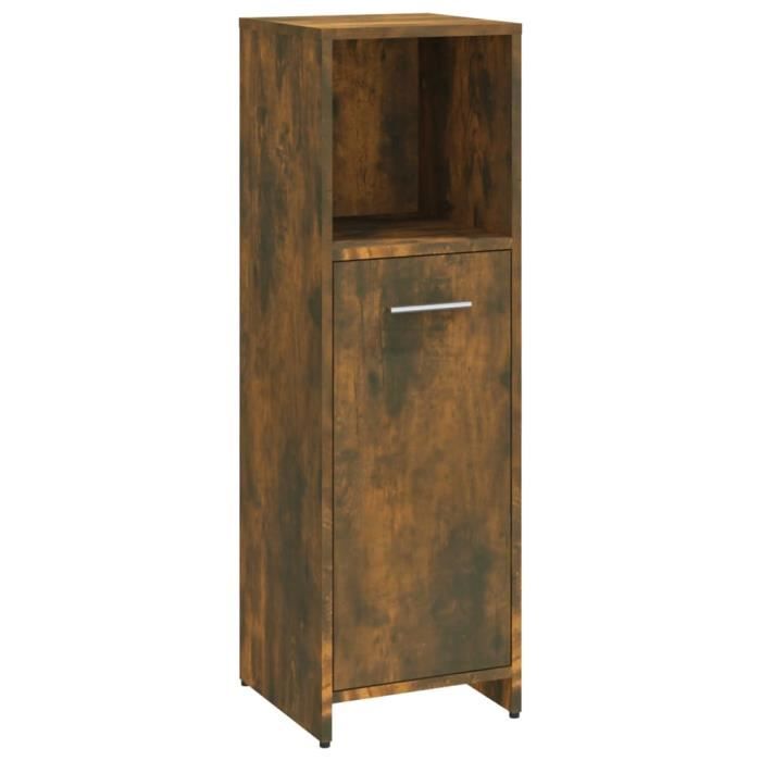 825837 vidaXL Armoire de bain Chêne fumé 30x30x95 cm Bois d'ingénierie