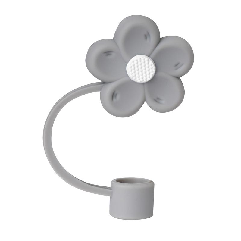 

Соломенный чехол для чашки, симпатичный соломенный чехол, совместимый с 30 и 40 унциями стакана с ручкой, силиконовый цветок, соломенный чехол серый