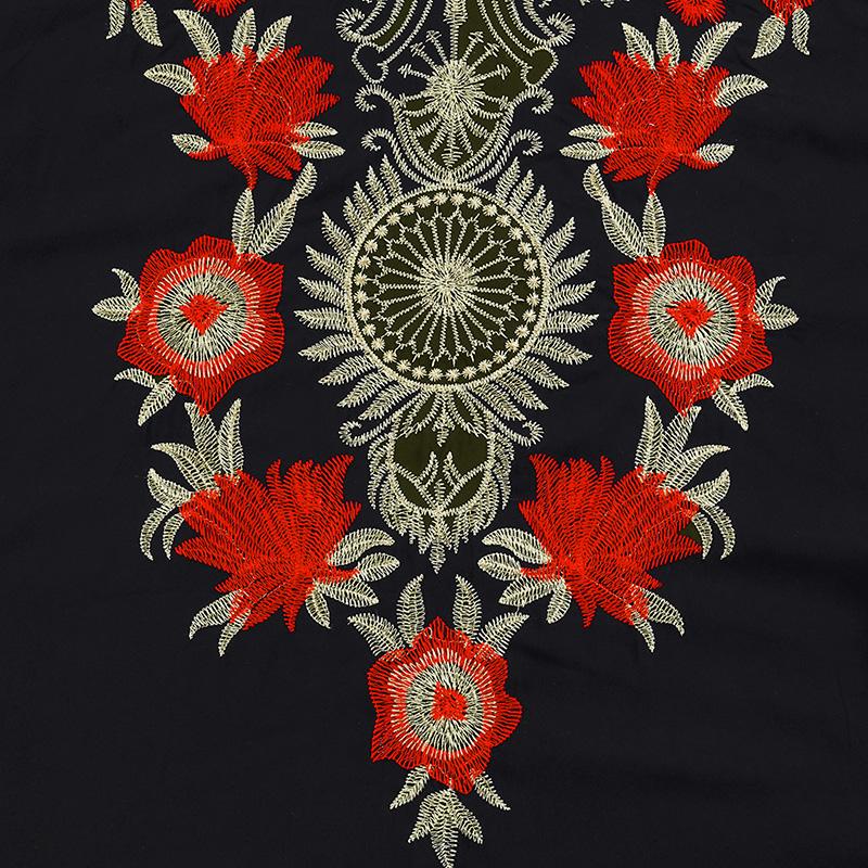 EDOLYNSA Black Vintage Embroidered Long Kaftan Casual V-neck Maxi Dress Summer Clothes Women Beach Wear Swim Suit Cover Up Q1490