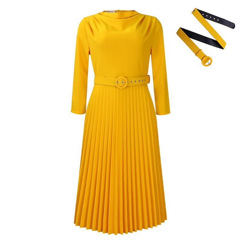 New Women's Clothing Fashion Temperament Elegant Pleated Skirt Elegant Solid Color Large Size Dress