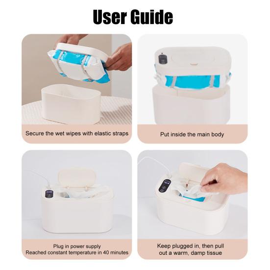 Portable Baby Wipe Warmer Adjustable LED Display Large Capacity Home Travel Fast Heating Diaper Wet Wipe Holder Dispenser Heater