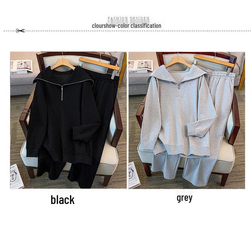 Plus Size Women's Stylish Slimming Hoodie and Long Pants Casual Set (Sizes 200-300 Jin)