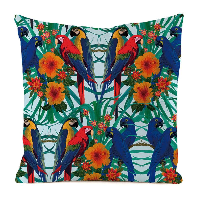 Nordic Tropical Jungle Style Digital Printing Short Plush Pillow Covers For Car Sofa Office Cushion Cover Home Goods