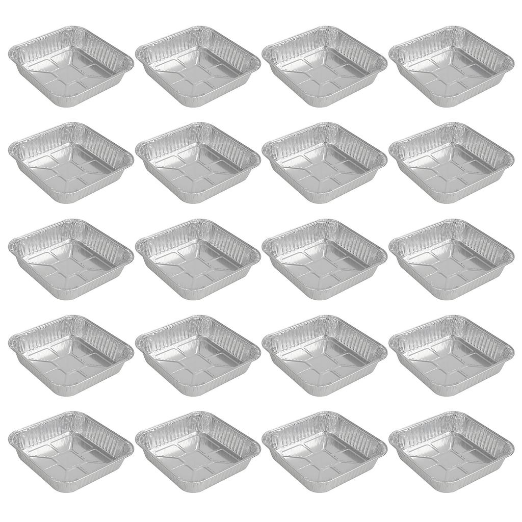 Paquete de 20 Bandejas Cuadradas Apilables de Papel de Aluminio Contenedores para Hornear para Uso en Horno Freidoras de Aire Revestimientos Accesorios