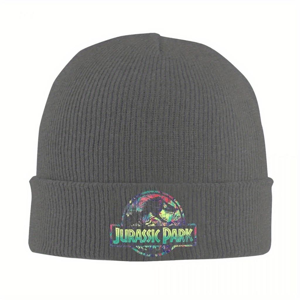 Jurassic Park Distressed Dino Movie Logo Knitted Hat for Women Men Beanie Autumn Winter Hats Acrylic Hip Hop Melon Cap