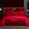 New Chinese style big red embroidery wedding quilt cover polished wedding room bedding wedding four-piece multi-piece set