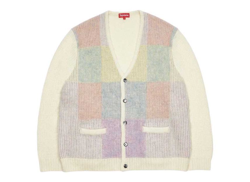 Supreme Brushed Grid Cardigan White