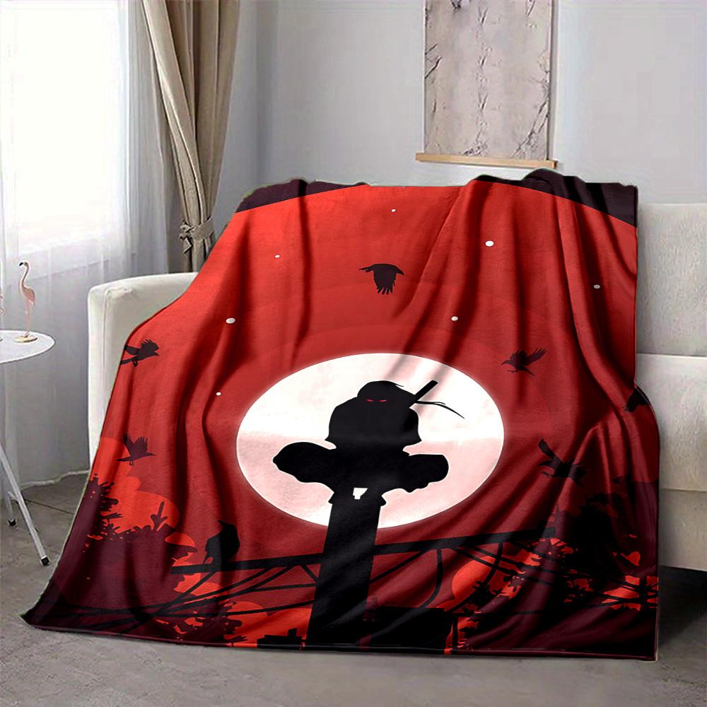 1pc NARUTO Moonlight Raven Flannel Throw Blanket HD Printed Lightweight Soft Warm All Season Blanket for Sofa, Bed, Travel, Camping Machine Washable