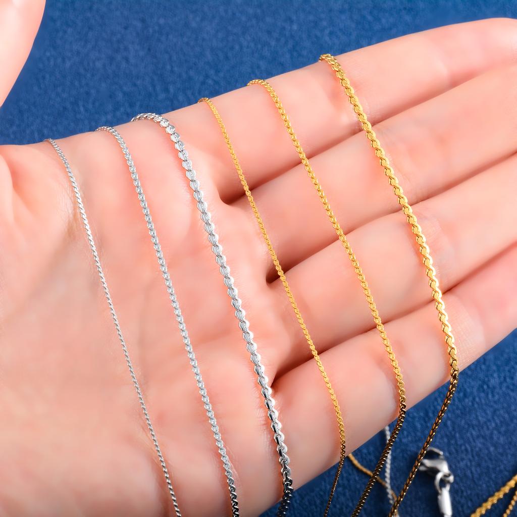 0.8/1.1/1.5mm Stainless Steel Dainty Neck Cable S Chain Thin Necklace for Women Metal Collar Choker Jewelry Accessories Gift