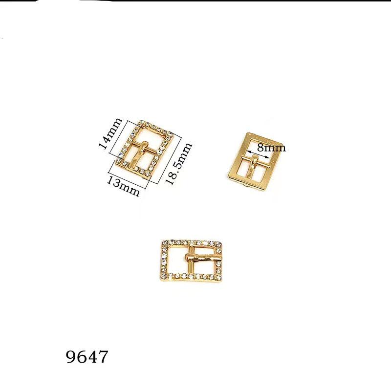 New Multi Size Gold and Silver Double Color Metal Zinc Alloy Water Diamond Rectangular Buckle Luggage Adjustable Buckle with Sun