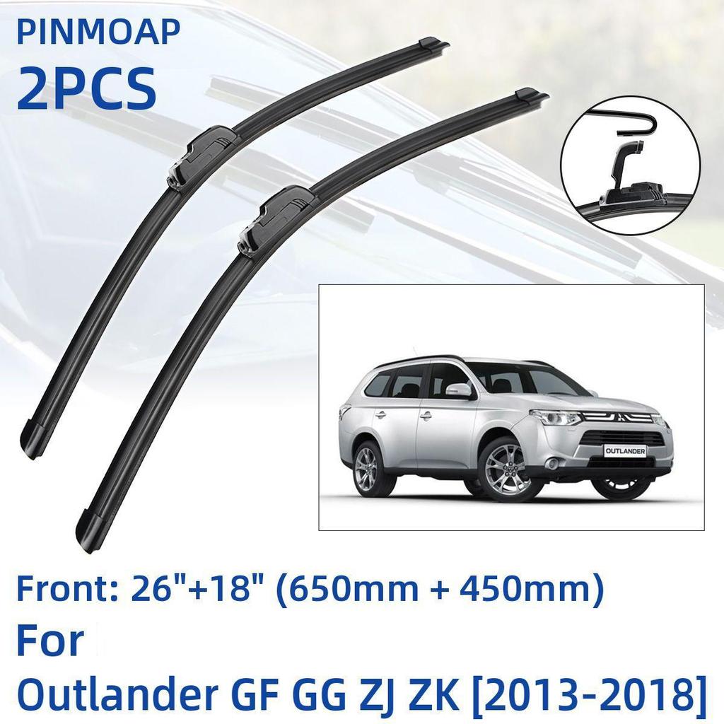 2PCS Front Windshield Windscreen Wiper Blades For Mitsubishi Outlander MK3 GF GG ZJ ZK 2013-2018 26"+18"  Window Brushes Cutter Accessories